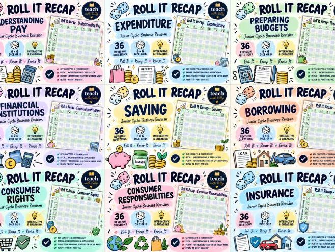 Roll it Recap BUNDLE - Personal Finance - Business Studies