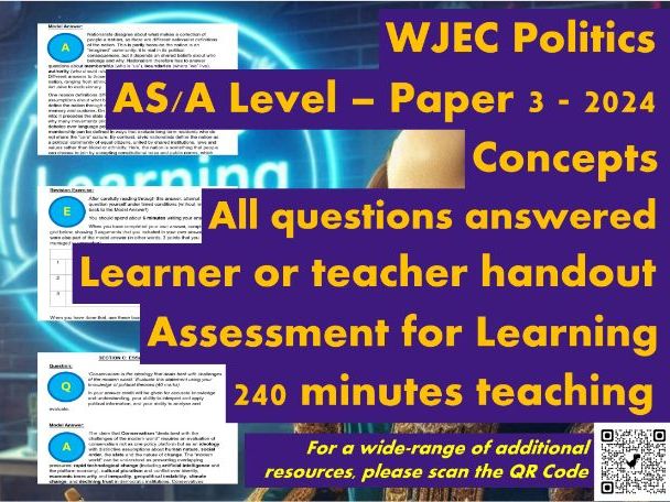 WJEC AS/A Level Politics Model Answers - Full Papers - Paper 3 - 2024 - Teacher/Student Handout