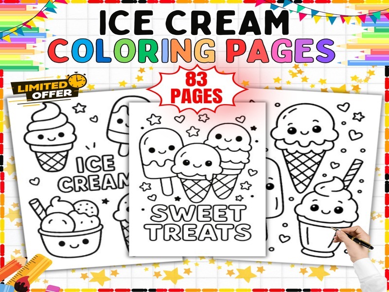 Ice Cream Coloring Pages | 83 Printable Summer Dessert Coloring Sheets for Kids