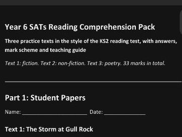 Yr 6 SATs Reafing Comprehension Pack