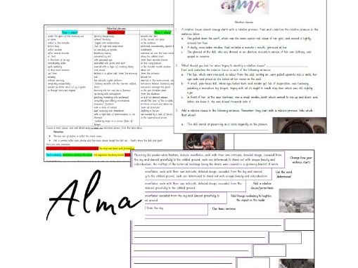 Alma writing pack - ready made worksheets & modelled text aimed at Year 5/6