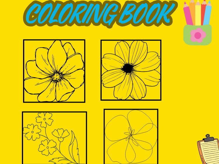 Kids Coloring Book (Flowers)