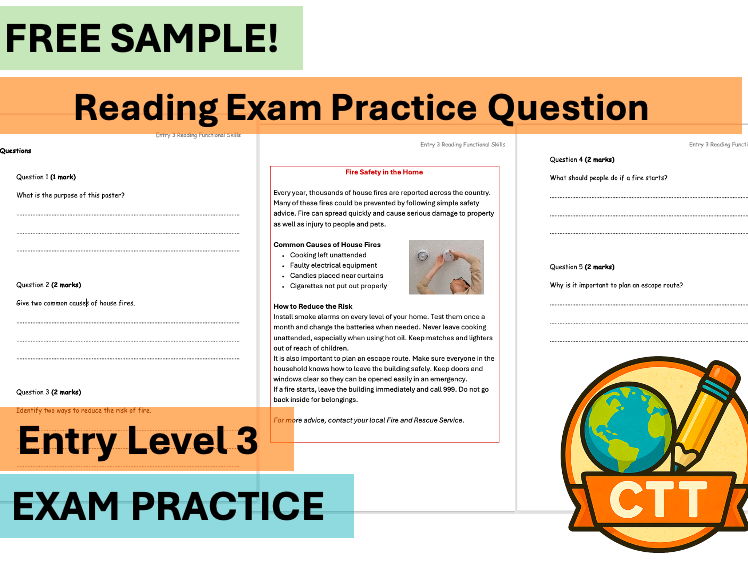 FREE Entry Level 3 English Functional Skills Reading Practice – 1 Paper + Answers