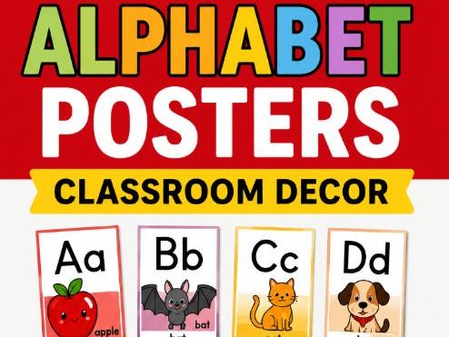 Cute ABC Alphabet Posters – Preschool Learning Set Classroom Decor