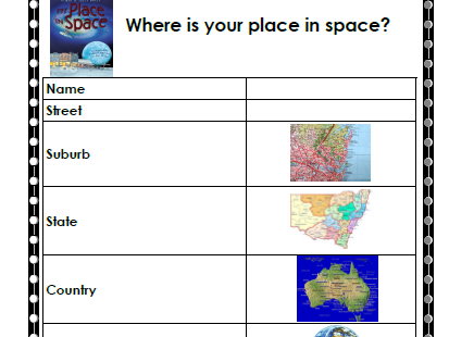 My Place in Space Worksheet