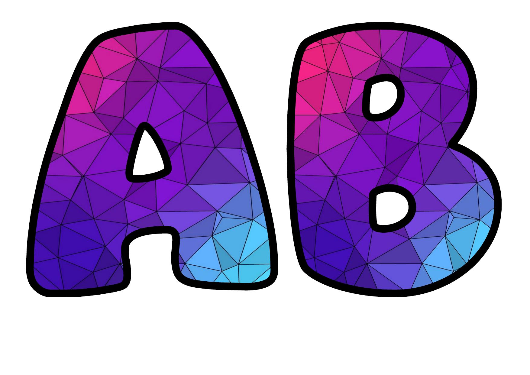Neon Low Poly Mosaic Alphabet Display Pack | Printable Bubble Letters A ...