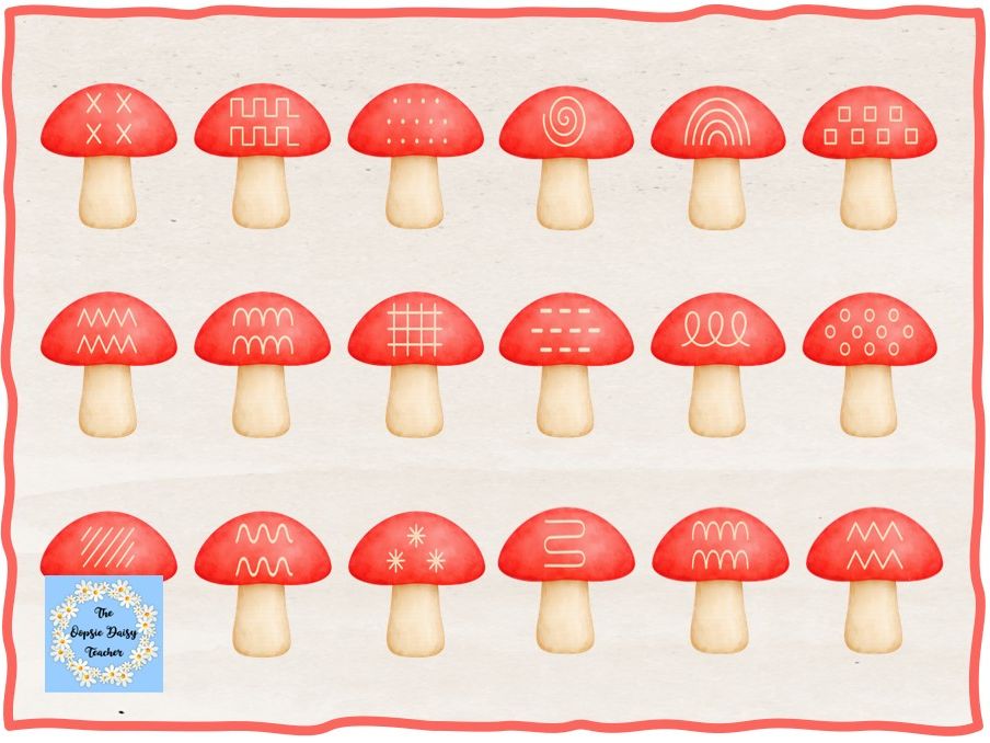 Mark Making Patterns Activity Discs - Toadstool (Natural Theme)