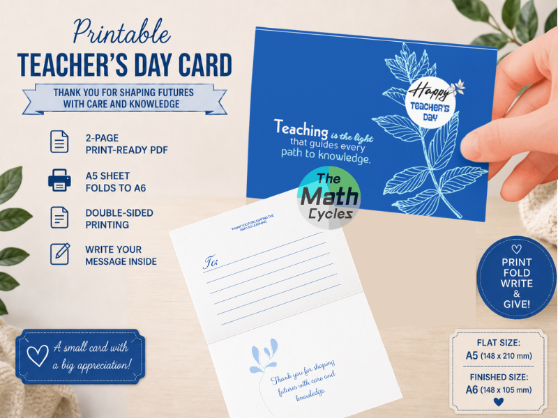 Printable Teacher’s Day Card for Teacher Appreciation Gift