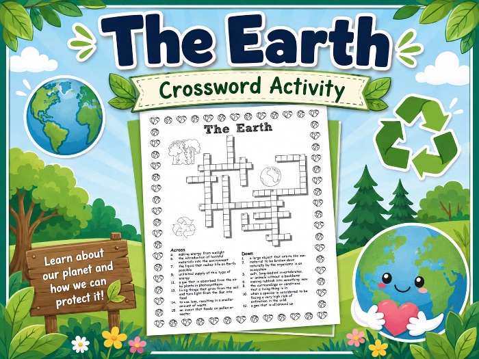 Earth Day Activity Science Crossword Puzzle: Environment Reduce Reuse Recycle