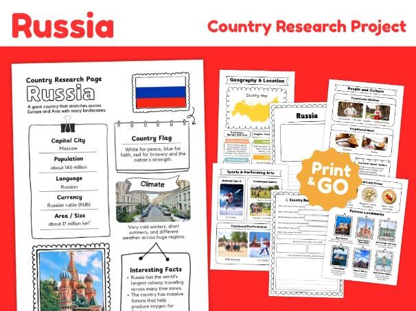 Russia Country Study Worksheets | Geography & Culture