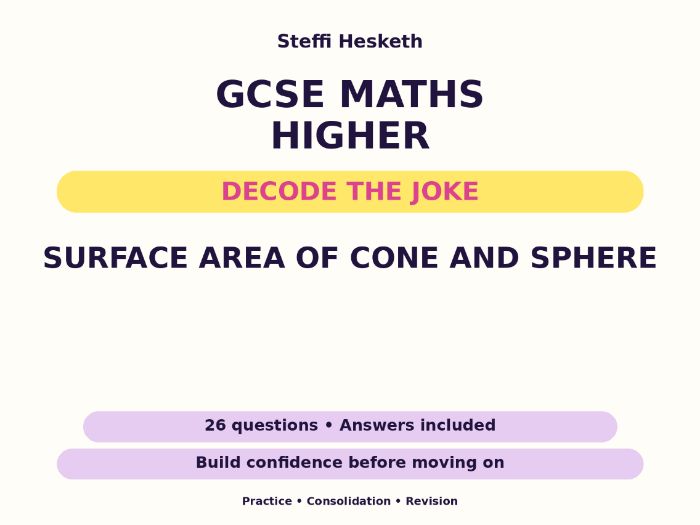 Surface Area of Cone and Sphere | GCSE Decode the Joke + Answers
