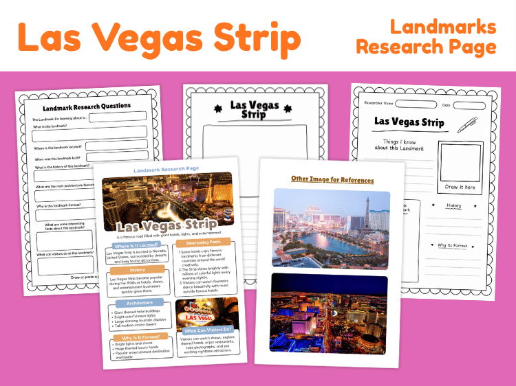 Las Vegas Strip Landmark Research Project | Geography Worksheets