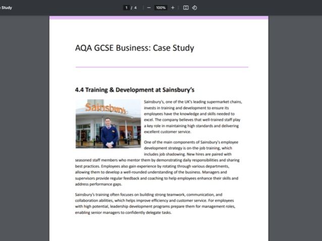 AQA GCSE Unit 4 Business: Case Study Activity
