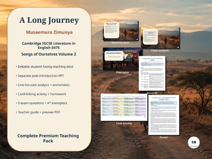 "A long journey" poem by Musaemura Zimunya - Teaching and Learning Pack - Smithy's Basics