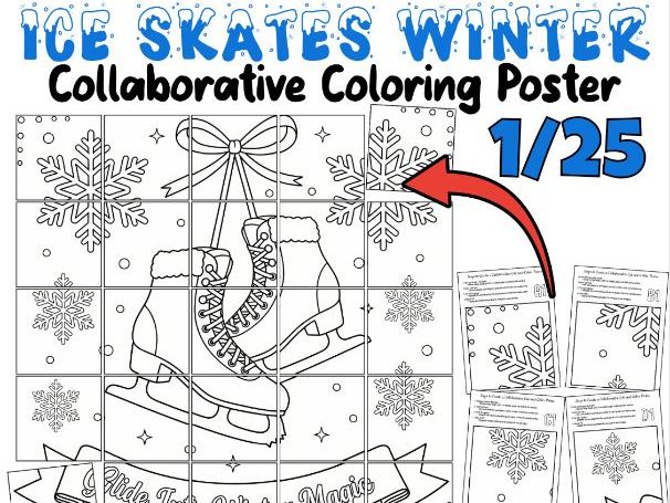 Ice Skates Winter Collaborative Poster | “Glide Into Winter Magic” Decor