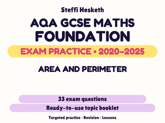 AQA GCSE Maths Foundation: Area and perimeter Exam Questions | 2020-2025