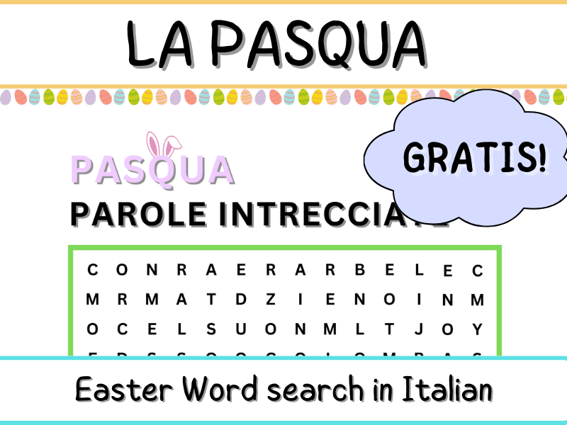 *FREE* Italian Pasqua / Easter Word Search