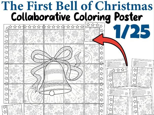 The First Bell of Christmas Collaborative Coloring Poster | Polar Express Inspired