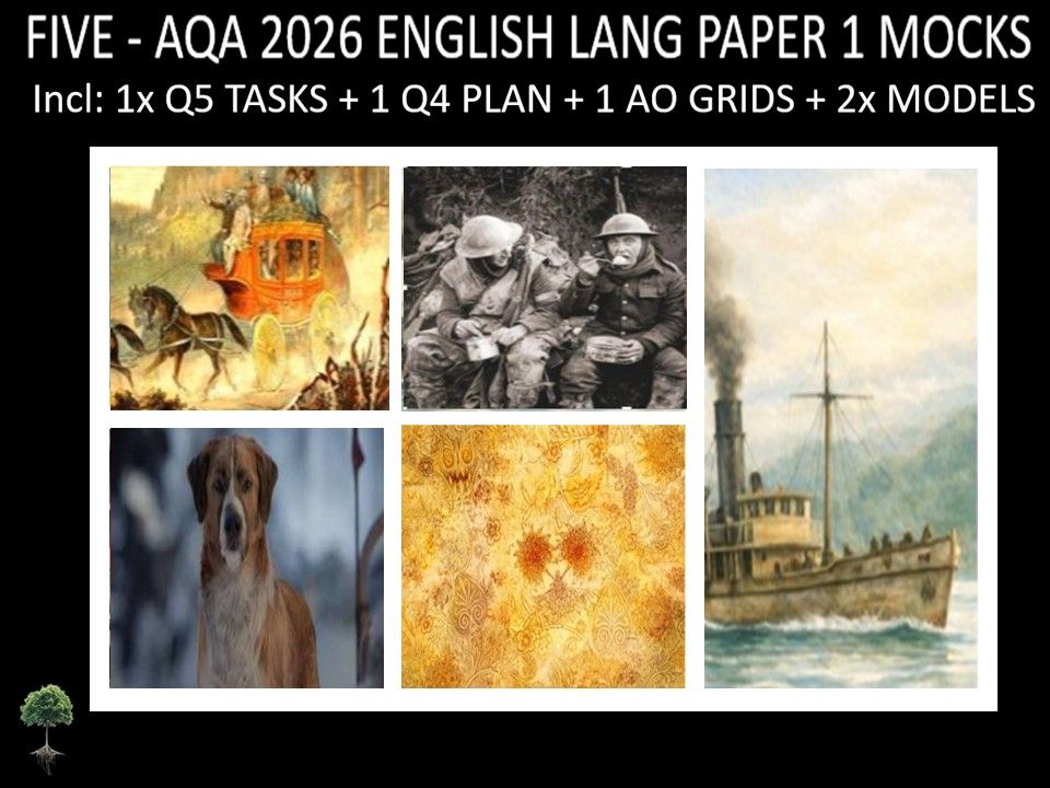 FIVE - AQA PAPER 1 | 2026 FULL MOCKS | Q5 TASKS | Q4 PLAN |AO GRIDS | MODELS