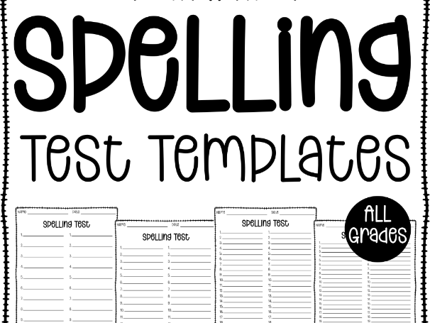All Grades Spelling Test Templates - 10, 15, 20, & 25 Word Versions - Doodle Frame Design