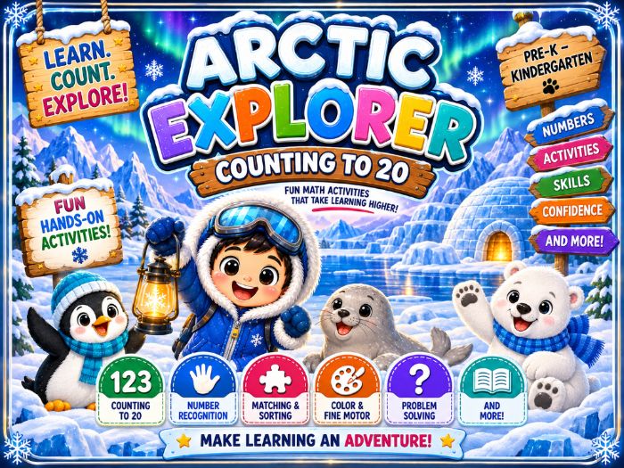 Arctic Animals Counting to 20 Worksheets | Number Recognition & Math Activities | Pre-K–Kindergarten