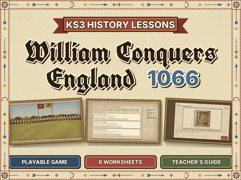 “You Are William! 1066 Norman Conquest Game & Worksheet Pack | KS3 History”