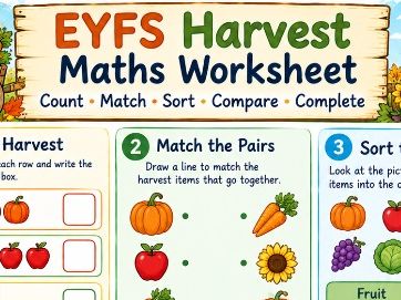 EYFS Harvest Maths Worksheet | Autumn Counting, Sorting & Number Activities
