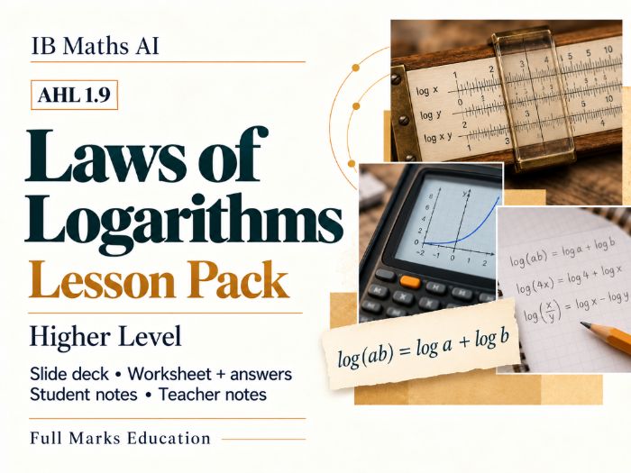 IB Maths AI AHL 1.9 Laws of Logarithms - Lesson Pack
