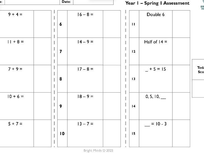 Year 1 Fluency Fix Half-Termly Assessments | KS1 Maths Fluency & Recall Tracking