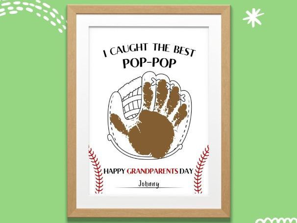 Grandparents Day Baseball Handprint Craft for Pop-Pop | Printable Keepsake