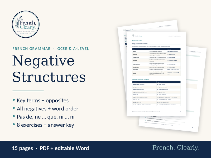 French Negatives – Ne Pas, Jamais, Rien, Personne, Que: Rules & Exercises (GCSE & A-level)