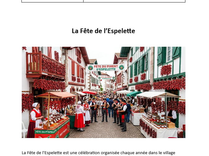 AQA French A Level stimulus card - La Fête de l’Espelette