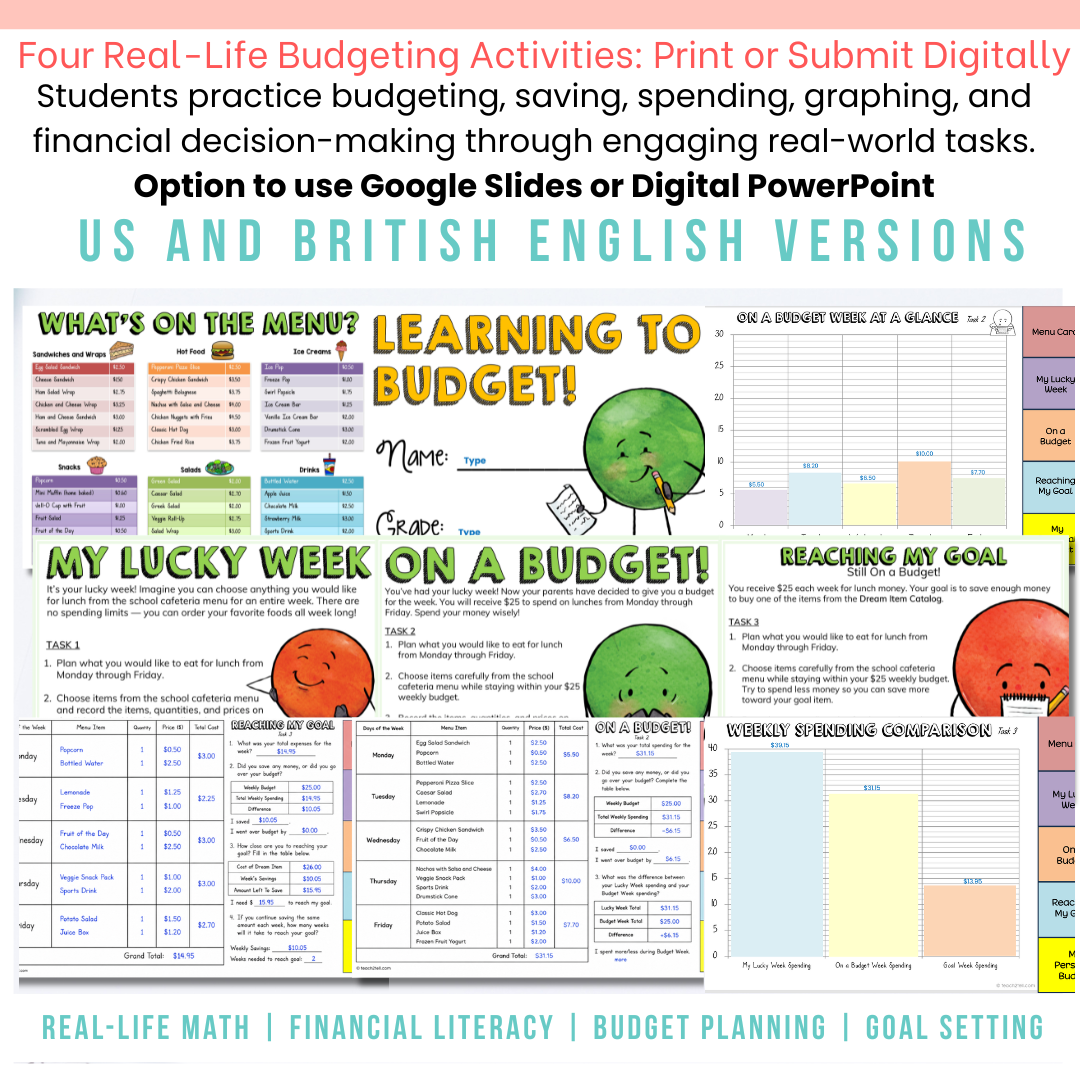 Financial Literacy & Budgeting Activities Real-Life Maths Project ...