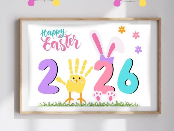 Happy Easter 2026 Handprint Craft | Chick & Bunny Printable Art for Preschool and Kindergarten