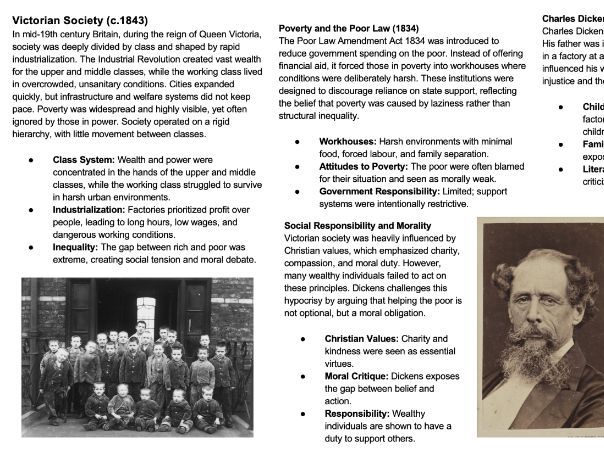 A Christmas Carol Comprehensive Context Sheet | KS3 & KS4
