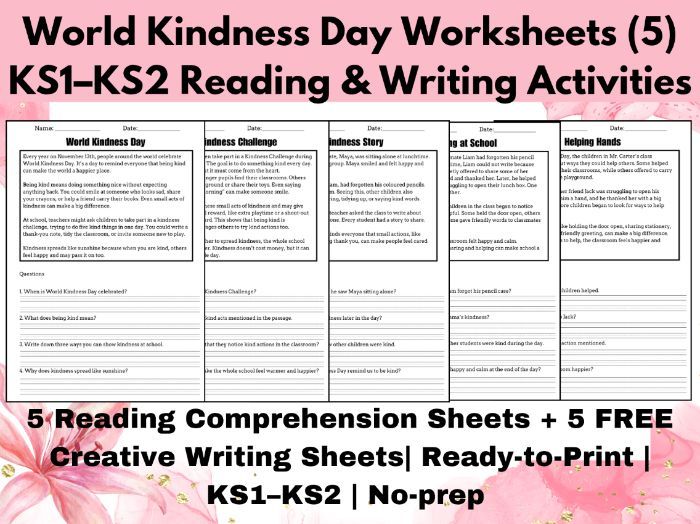 World Kindness Day Worksheets KS1–KS2 | Reading + Writing Activities | No-Prep
