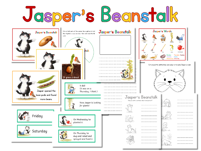 Jasper’s Beanstalk Activities Pack, EYFS KS1, Story, Sequencing, Writing & Life Cycle
