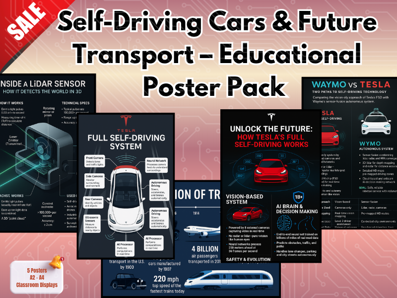 Self-Driving Cars & Future Transport – Educational Poster Pack