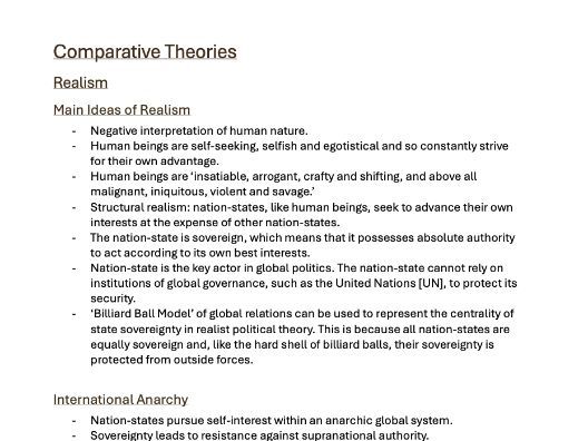 Global politics - revised notes