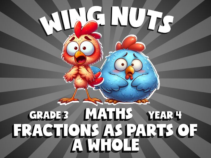Fractions as Parts of a Whole WING NUTS Maths Game | No-Prep Year 4 Review Activity