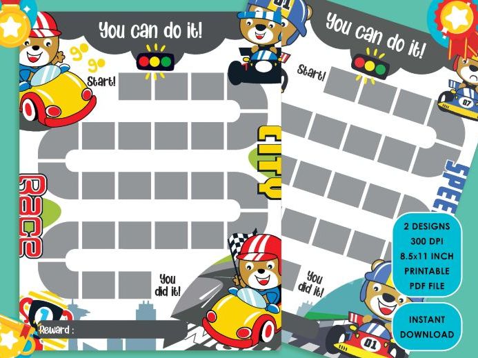 Printable Racing Car Reward Chart for Kids
