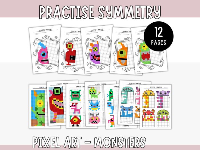 Symmetry Pixel Pictures - Monsters