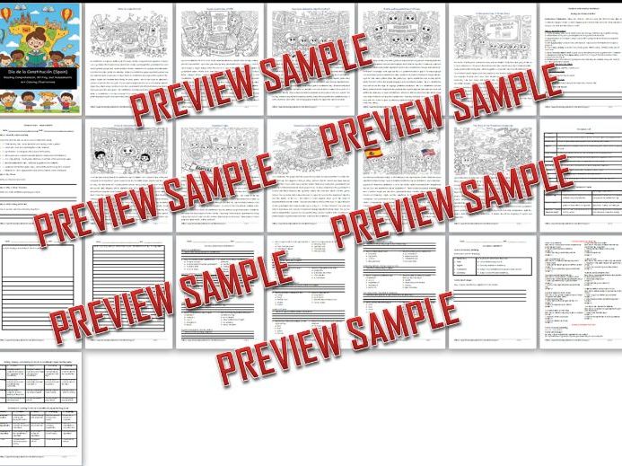 Día de la Constitución (Spain) Reading, Writing, Assessments, Coloring 13+ Pages