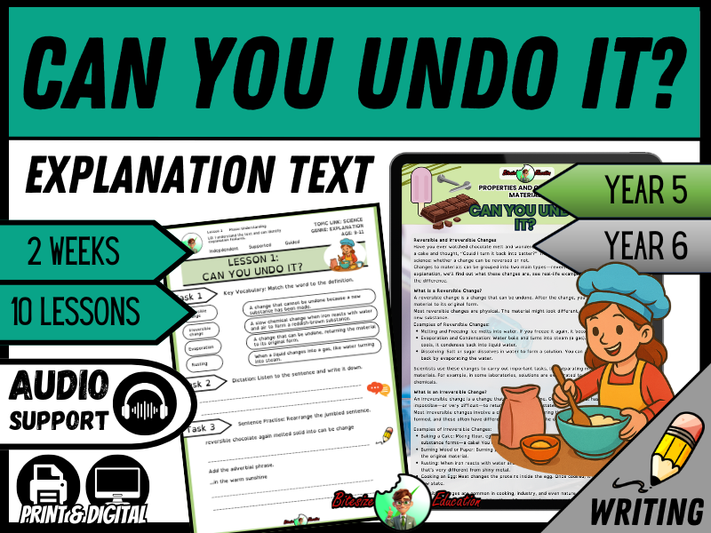 Can You Undo It? Reversible and Irreversible Changes | Explanation Writing Pack | Year 5/6