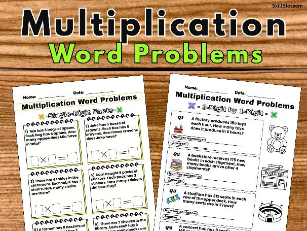 Multiplication Word Problem Solving | Task Cards | Year 4-6 Maths, KS2 Worksheet