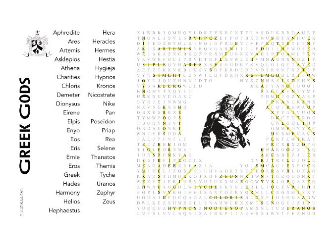 Greek & Roman Gods wordsearch