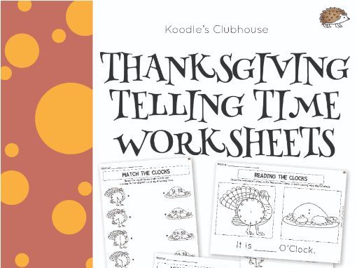 Thanksgiving telling time worksheets