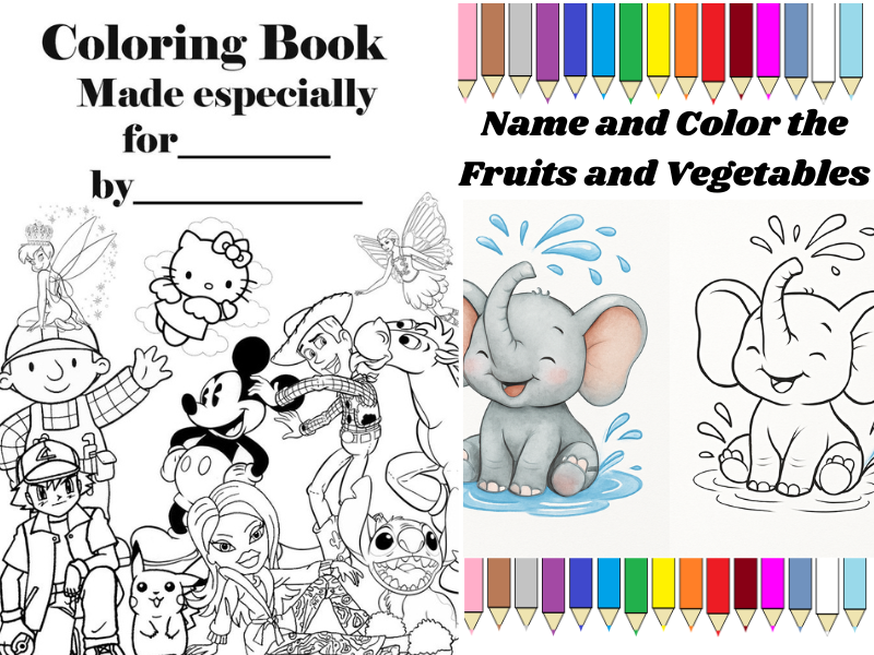 Name and Color the Fruits and Vegetables Worksheet