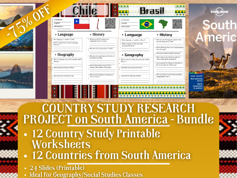 Country Study Research Project - South America - Social Studies Report - Bundle