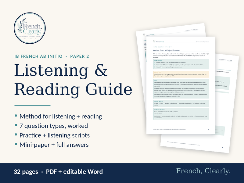 IB French ab initio Paper 2 Guide – Listening & Reading Methods, Practice & Mini-Paper